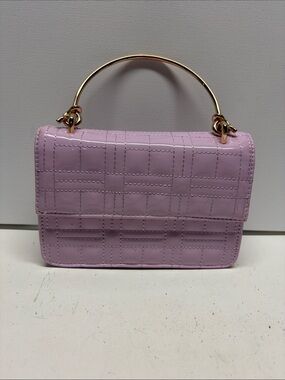 Lavender Quilted Mini Top-Handle Bag with Gold Accent